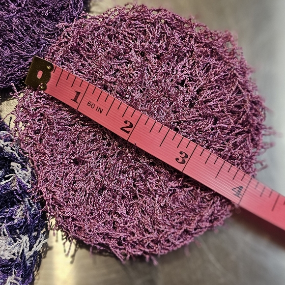 Handmade Purple Multicolor and Magenta Round Dish Scrubby Set of 3 - Picture 4 of 5